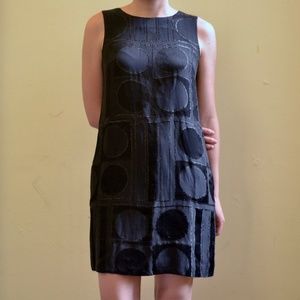 Black Retro Metallic Cocktail Dress Shift Minidress 90s